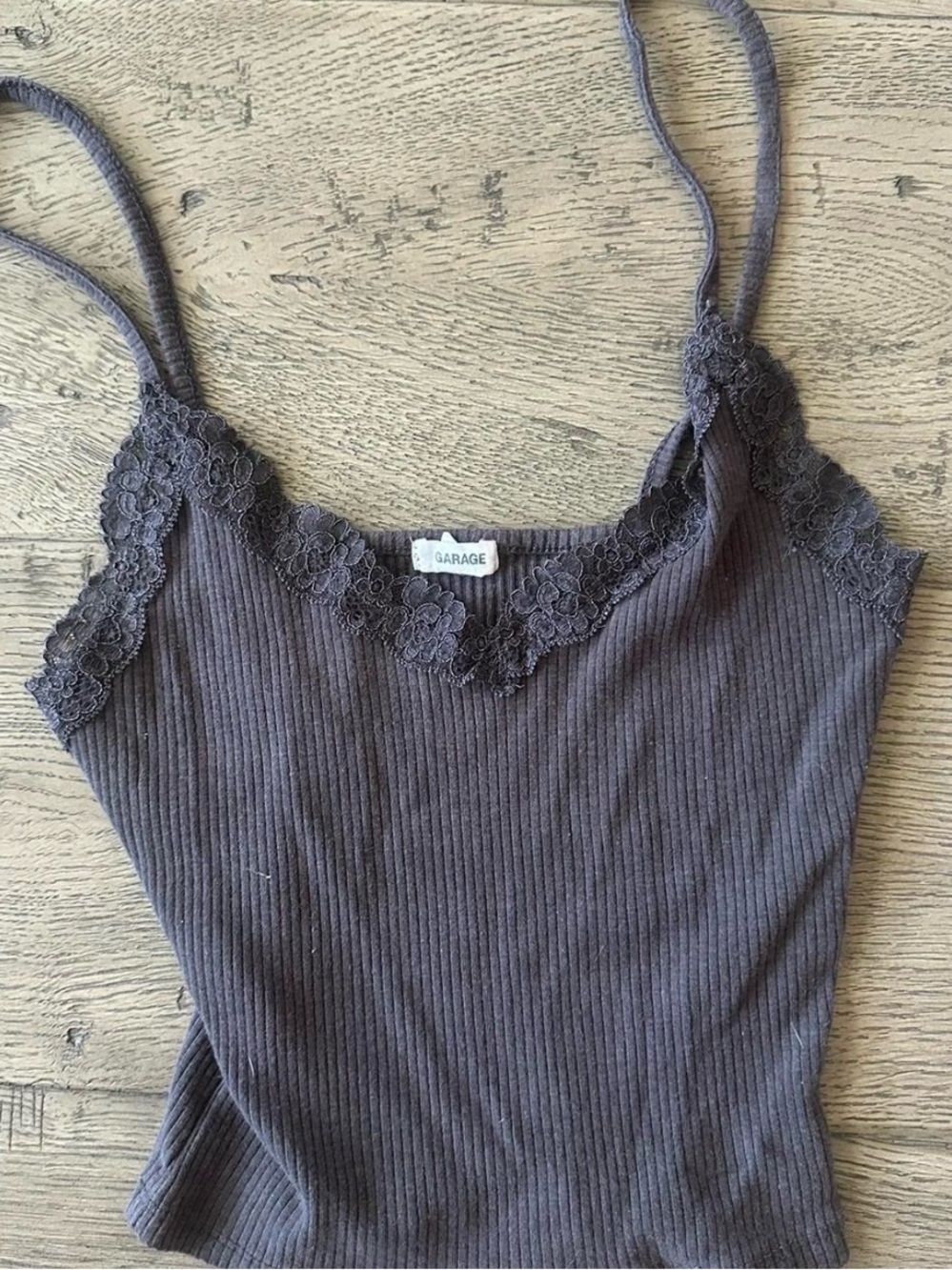 Garage Women's Lace-Trim Ribbed Cami Tank Top
